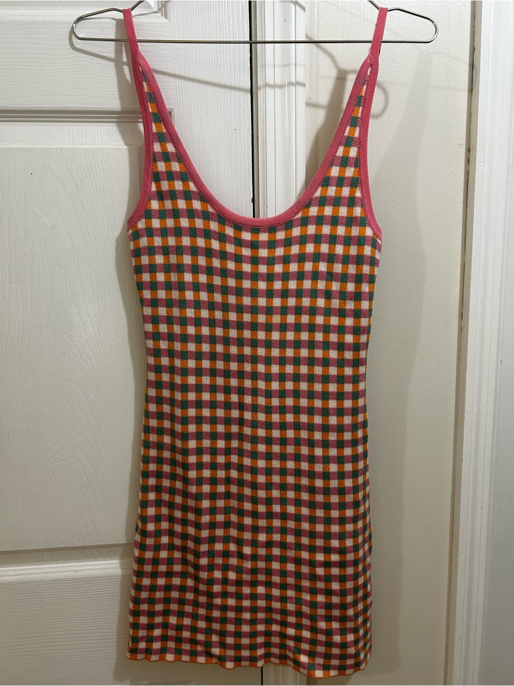 VRG GRL Meet Me In Capri Gingham Knit Mini Dress Size 8 NWT
